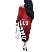 Custom British Lions New Zealand Off The Shoulder Long Sleeve Dress Half Black Fern LT9 - Polynesian Pride