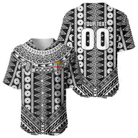 Fiji Custom Rugby National Heritage Baseball Jersey Black Traditional Masi Inspired