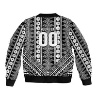 Fiji Custom Rugby National Heritage Bomber Jacket Black Traditional Masi Inspired