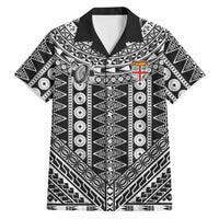 Fiji Custom Rugby National Heritage Hawaiian Shirt Black Traditional Masi Inspired