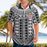Fiji Custom Rugby National Heritage Hawaiian Shirt Black Traditional Masi Inspired