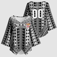 Fiji Custom Rugby National Heritage Kimono Sleeve Blouse Black Traditional Masi Inspired
