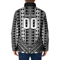 Fiji Custom Rugby National Heritage Padded Jacket Black Traditional Masi Inspired
