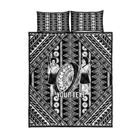 Fiji Custom Rugby National Heritage Quilt Bed Set Black Traditional Masi Inspired
