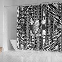 Fiji Custom Rugby National Heritage Shower Curtain Black Traditional Masi Inspired