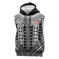 Fiji Custom Rugby National Heritage Sleeveless Hoodie Black Traditional Masi Inspired