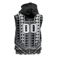 Fiji Custom Rugby National Heritage Sleeveless Hoodie Black Traditional Masi Inspired