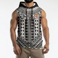 Fiji Custom Rugby National Heritage Sleeveless Hoodie Black Traditional Masi Inspired