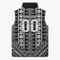 Fiji Custom Rugby National Heritage Sleeveless Puffer Jacket Black Traditional Masi Inspired