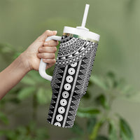 Fiji Custom Rugby National Heritage Tumbler With Handle Black Traditional Masi Inspired