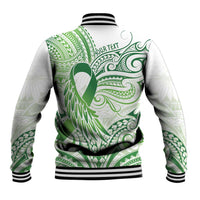 Its Okay Green Ribbon Personalised Baseball Jacket Polynesian Depression Awareness