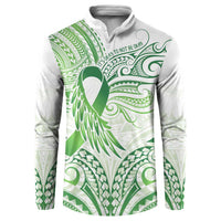 Its Okay Green Ribbon Personalised Button Sweatshirt Polynesian Depression Awareness