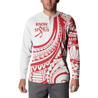 Know Your Status Red Ribbon Personalised Button Sweatshirt Polynesian AIDS Awareness