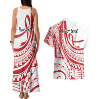 Know Your Status Red Ribbon Personalised Couples Matching Tank Maxi Dress and Hawaiian Shirt Polynesian AIDS Awareness