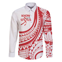 Know Your Status Red Ribbon Personalised Family Matching Mermaid Dress and Hawaiian Shirt Polynesian AIDS Awareness