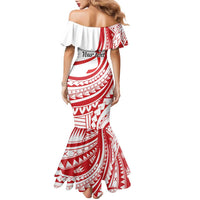 Know Your Status Red Ribbon Personalised Family Matching Mermaid Dress and Hawaiian Shirt Polynesian AIDS Awareness