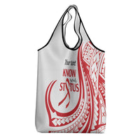 Know Your Status Red Ribbon Personalised Grocery Bag Polynesian AIDS Awareness