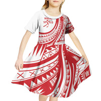 Know Your Status Red Ribbon Personalised Kid Short Sleeve Dress Polynesian AIDS Awareness