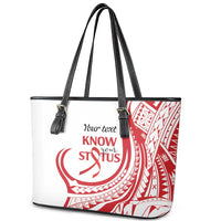 Know Your Status Red Ribbon Personalised Leather Tote Bag Polynesian AIDS Awareness