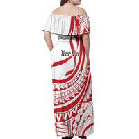 Know Your Status Red Ribbon Personalised Off Shoulder Maxi Dress Polynesian AIDS Awareness
