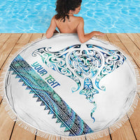 Kahui Whetu Paua shell Kowhaiwhai Taniko Personalised Beach Blanket Manta Ray Shark-Turtle Maori Tribal Style LT9 - Polynesian Pride