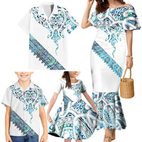 Kahui Whetu Paua shell Kowhaiwhai Taniko Personalised Family Matching Mermaid Dress and Hawaiian Shirt Manta Ray Shark-Turtle Maori Tribal Style LT9 - Polynesian Pride