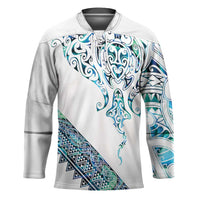 Kahui Whetu Paua shell Kowhaiwhai Taniko Personalised Hockey Jersey Manta Ray Shark-Turtle Maori Tribal Style LT9 Unisex Blue - Polynesian Pride