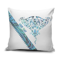 Kahui Whetu Paua shell Kowhaiwhai Taniko Personalised Pillow Cover Manta Ray Shark-Turtle Maori Tribal Style LT9 Blue - Polynesian Pride