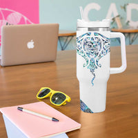Kahui Whetu Paua shell Kowhaiwhai Taniko Personalised Tumbler With Handle Manta Ray Shark-Turtle Maori Tribal Style LT9 - Polynesian Pride