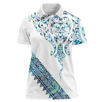 Kahui Whetu Paua shell Kowhaiwhai Taniko Personalised Women Polo Shirt Manta Ray Shark-Turtle Maori Tribal Style