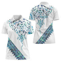 Kahui Whetu Paua shell Kowhaiwhai Taniko Personalised Women Polo Shirt Manta Ray Shark-Turtle Maori Tribal Style