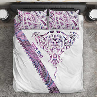 Mawhero Paua shell Kowhaiwhai Taniko Personalised Bedding Set Manta Ray Shark-Turtle Maori Tribal Style