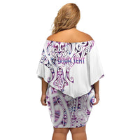 Mawhero Paua shell Kowhaiwhai Taniko Personalised Family Matching Off Shoulder Short Dress and Hawaiian Shirt Manta Ray Shark-Turtle Maori Tribal Style LT9 - Polynesian Pride