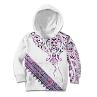 Mawhero Paua shell Kowhaiwhai Taniko Personalised Kid Hoodie Manta Ray Shark-Turtle Maori Tribal Style LT9 Hoodie Pink - Polynesian Pride