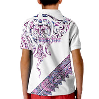 Mawhero Paua shell Kowhaiwhai Taniko Personalised Kid Polo Shirt Manta Ray Shark-Turtle Maori Tribal Style LT9 - Polynesian Pride