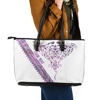 Mawhero Paua shell Kowhaiwhai Taniko Personalised Leather Tote Bag Manta Ray Shark-Turtle Maori Tribal Style LT9 - Polynesian Pride