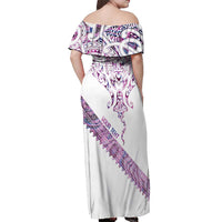 Mawhero Paua shell Kowhaiwhai Taniko Personalised Off Shoulder Maxi Dress Manta Ray Shark-Turtle Maori Tribal Style LT9 - Polynesian Pride