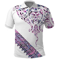Mawhero Paua shell Kowhaiwhai Taniko Personalised Polo Shirt Manta Ray Shark-Turtle Maori Tribal Style