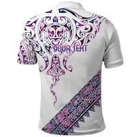 Mawhero Paua shell Kowhaiwhai Taniko Personalised Polo Shirt Manta Ray Shark-Turtle Maori Tribal Style
