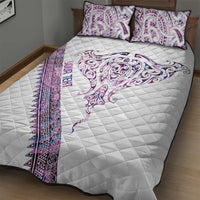 Mawhero Paua shell Kowhaiwhai Taniko Personalised Quilt Bed Set Manta Ray Shark-Turtle Maori Tribal Style