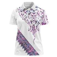 Mawhero Paua shell Kowhaiwhai Taniko Personalised Women Polo Shirt Manta Ray Shark-Turtle Maori Tribal Style