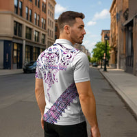 Mawhero Paua shell Kowhaiwhai Taniko Personalised Zipper Polo Shirt Manta Ray Shark-Turtle Maori Tribal Style