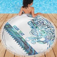 Kahui Whetu Paua shell Kowhaiwhai Taniko Personalised Beach Blanket Taniwha Maori Tribal Style