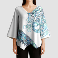 Kahui Whetu Paua shell Kowhaiwhai Taniko Personalised Kimono Sleeve Blouse Taniwha Maori Tribal Style LT9 - Polynesian Pride