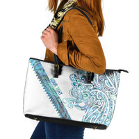 Kahui Whetu Paua shell Kowhaiwhai Taniko Personalised Leather Tote Bag Taniwha Maori Tribal Style LT9 Blue - Polynesian Pride
