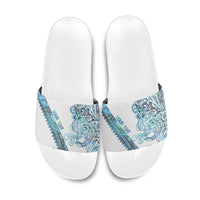Kahui Whetu Paua shell Kowhaiwhai Taniko Personalised Slide Sandals Taniwha Maori Tribal Style LT9 Blue - Polynesian Pride