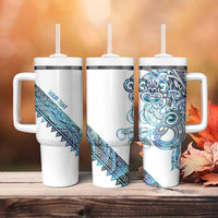 Kahui Whetu Paua shell Kowhaiwhai Taniko Personalised Tumbler With Handle Taniwha Maori Tribal Style LT9 - Polynesian Pride