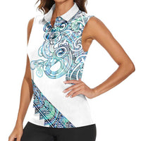 Kahui Whetu Paua shell Kowhaiwhai Taniko Personalised Women Sleeveless Polo Shirt Taniwha Maori Tribal Style
