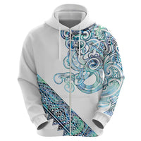 Kahui Whetu Paua shell Kowhaiwhai Taniko Personalised Zip Hoodie Taniwha Maori Tribal Style LT9 - Polynesian Pride