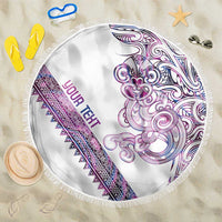 Mawhero Paua shell Kowhaiwhai Taniko Personalised Beach Blanket Taniwha Maori Tribal Style